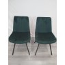 Gallery Collection Fontana - Green Velvet Fabric Chairs with Black Legs (Pair) - Grade A3 - Ref #0470