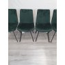 Gallery Collection Fontana - Green Velvet Fabric Chairs with Black Legs (x2 Pairs) - Grade A3 - Ref #0455