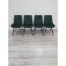 Gallery Collection Fontana - Green Velvet Fabric Chairs with Black Legs (x2 Pairs) - Grade A3 - Ref #0455