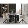 Gallery Collection Carmen Gloss Grey Sintered Stone 4 Seater Dining Table with Black Oak Veneer Legs