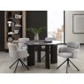 Gallery Collection Carmen Gloss Grey Sintered Stone 4 Seater Dining Table with Black Oak Veneer Legs