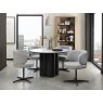 Gallery Collection Warren Matt White Sintered Stone 4 Seater Table with Black Oak Veneer Pedestal