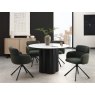 Gallery Collection Warren Matt White Sintered Stone 4 Seater Table with Black Oak Veneer Pedestal
