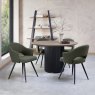 Gallery Collection Jorge Grey Oak Round Dining Table with a Black Pedestal