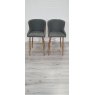 Gallery Collection Cezanne - Dark Grey Faux Leather Bar Stools with Gold Legs (Pair) - Grade A3 - Ref #0988