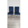 Signature Collection Tivoli Dark Oak Uph Cantilever Chair - Dark Blue Velvet (Pair) - Grade A2 - Ref #1016
