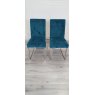 Signature Collection Tivoli Dark Oak Upholstered Cantilever Chair - Sea Green Velvet Fabric (Pair) - Grade A2 - Ref #1017
