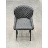 Gallery Collection Cezanne - Dark Grey Faux Leather Bar Stools with Black Legs (Pair) - Grade A2 - Ref #0816-7
