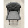Gallery Collection Cezanne - Dark Grey Faux Leather Bar Stools with Black Legs (Pair) - Grade A2 - Ref #0816-7