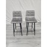 Gallery Collection Mondrian - Grey Velvet Fabric Bar Stools with Black Legs (Pair) - Grade A3 - Ref #1101