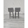 Gallery Collection Mondrian - Grey Velvet Fabric Bar Stools with Black Legs (Pair) - Grade A3 - Ref #1101