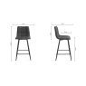 Gallery Collection Mondrian - Grey Velvet Fabric Bar Stools with Black Legs (Pair) - Grade A3 - Ref #1101