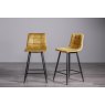 Gallery Collection Mondrian - Mustard Velvet Fabric Bar Stool with Black Legs (Pair) - Grade A3 - Ref #1102