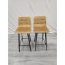 Gallery Collection Mondrian - Mustard Velvet Fabric Bar Stool with Black Legs (Pair) - Grade A3 - Ref #1102