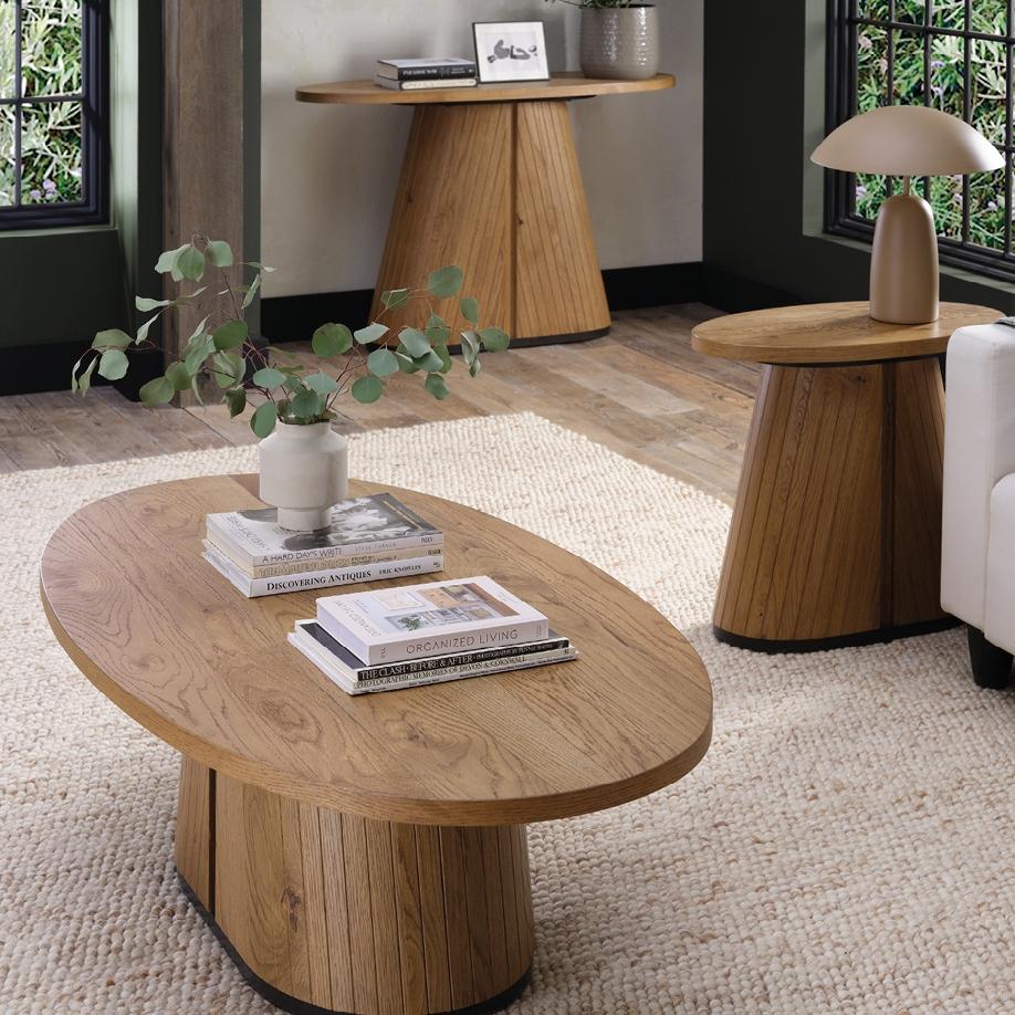 The lounge centrepiece that does not need to try too hard. ⁠ ⁠ The Vega Rustic Oak round coffee t...