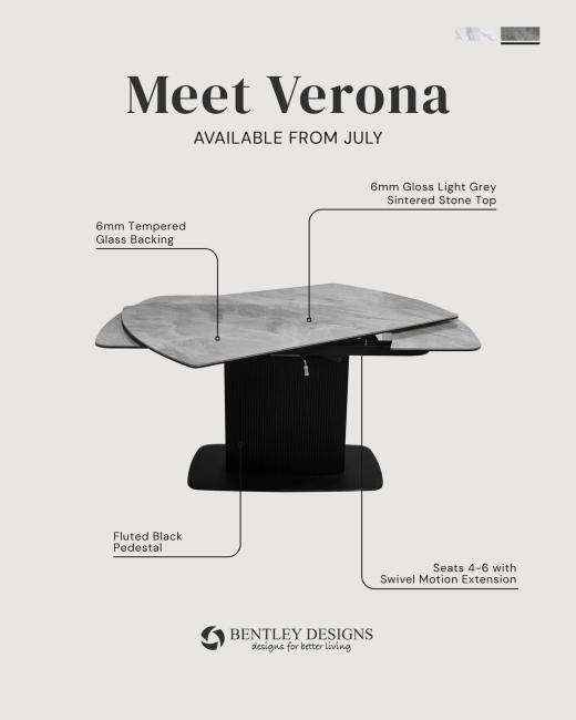 Meet Verona. A gloss sintered stone top, set on a fluted black pedestal, balancing sculptural form wi...